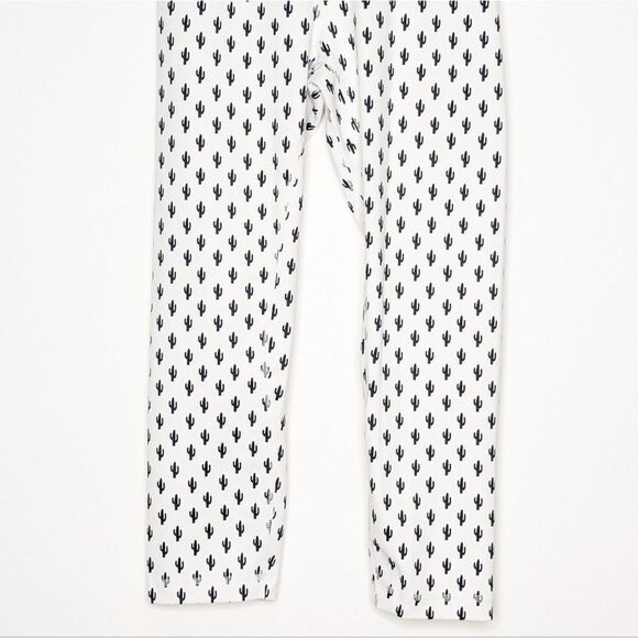 SLINKII Athletic Cactus Print White Leggings Crop - Picture 3 of 6